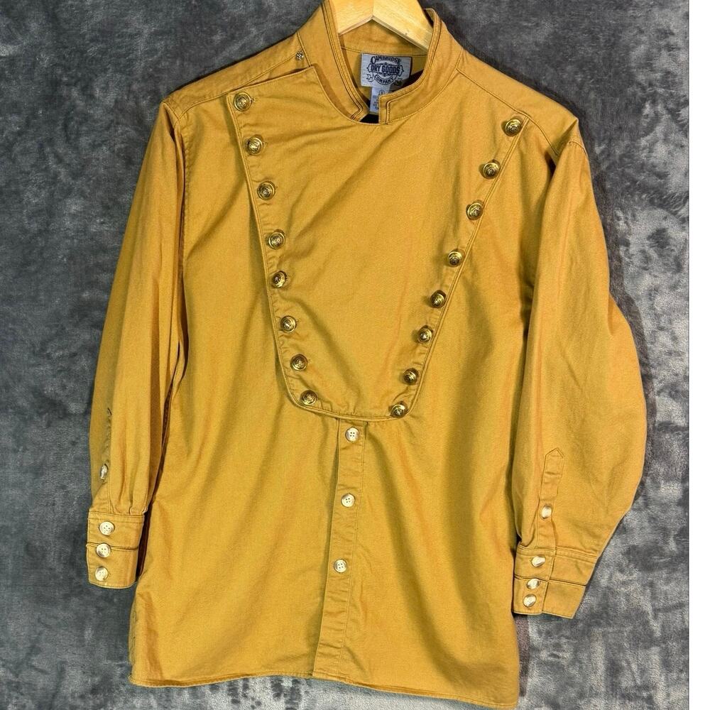 VTG 90s Western Bib Shirt Mustard Yellow Cavalry John Wayne Steampunk Small